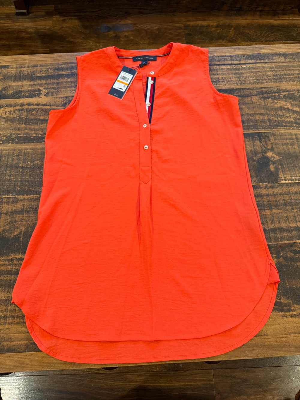 Tommy Hilfiger Sleeveless Button-Front Tank in Vibrant Orange